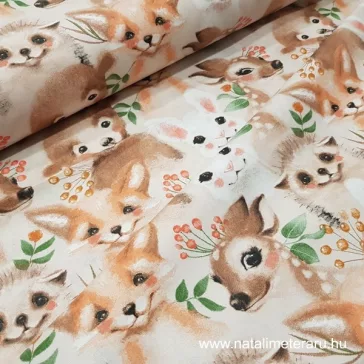 Tiny animals designer cotton percale - 1,25 metre last piece