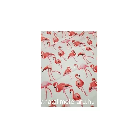Flamingó fehér alapon designer pamut perkál-finom pamutvászon Flamingó fehér alapon designer pamut perkál-finom pamutvászon