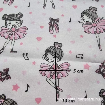   Pici balerina halvány rózsaszín alapon pamut perkál 150 cm széles