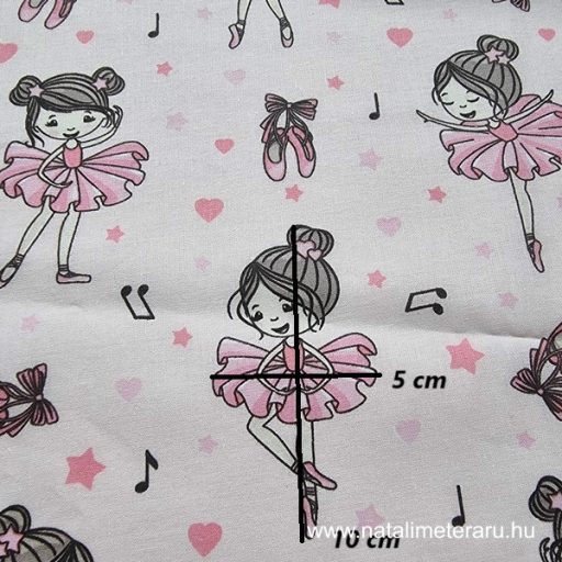 Little ballerina on a pale pink background, cotton percale, 150 cm wide