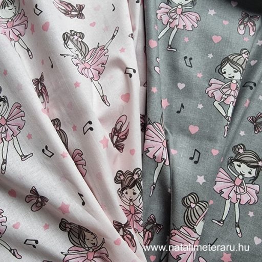 Little ballerina on a pale pink background, cotton percale, 150 cm wide