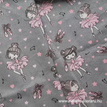 Tiny balerina grey on a background cotton percale