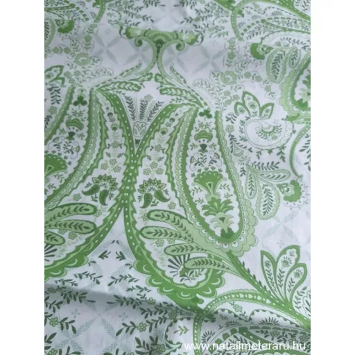 Zöld - fehér török mintás designer pamut perkál
