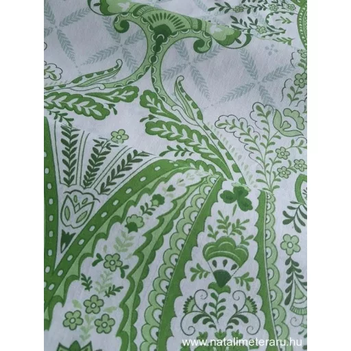 Zöld - fehér török mintás designer pamut perkál