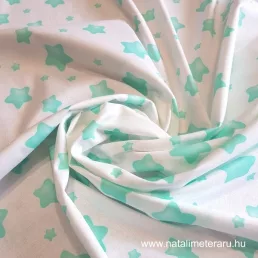 Fehér alapon menta csillag pamut perkál