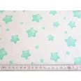 White on a background mint star cotton percale