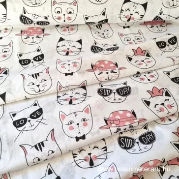 Cheerful cats cotton percale, 150 cm wide