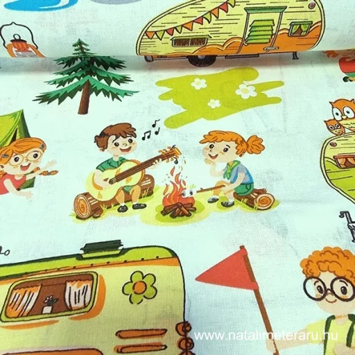 Vidám kemping pamut perkál