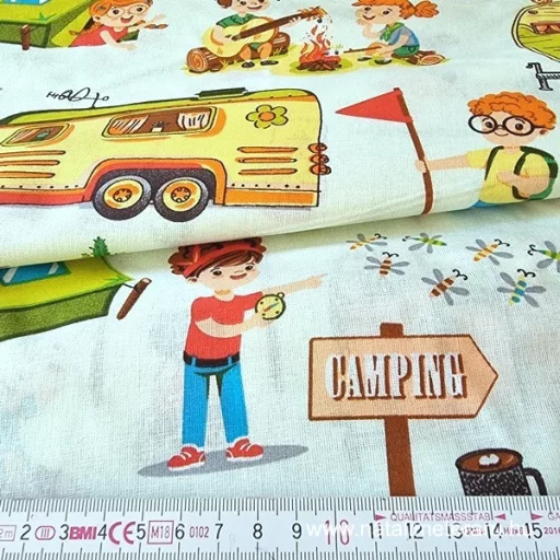 Vidám kemping pamut perkál