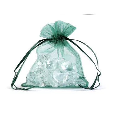   Organza ajándéktasak 9x11 cm - 34 fenyőzöld (10 db-os csomagolás)