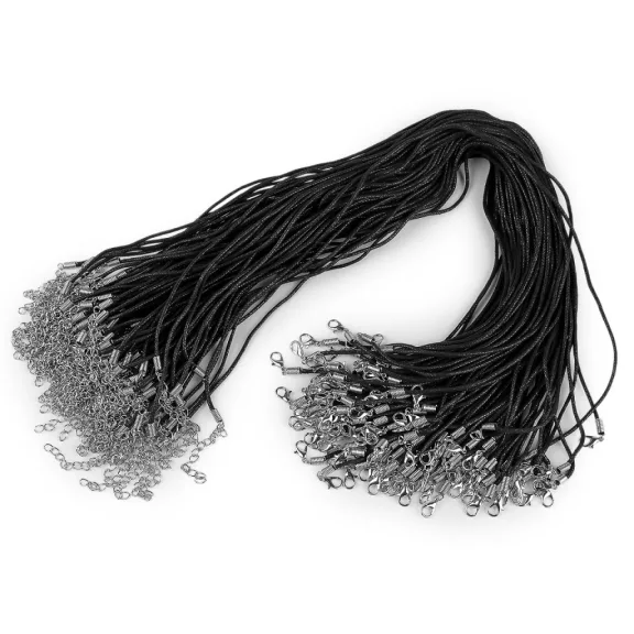Viaszos zsinór delfinkapoccsal hossza 45 cm - 8 fekete (1 db-os csomagolás) Viaszos zsinór delfinkapoccsal hossza 45 cm - 8 fekete (1 db-os csomagolás)