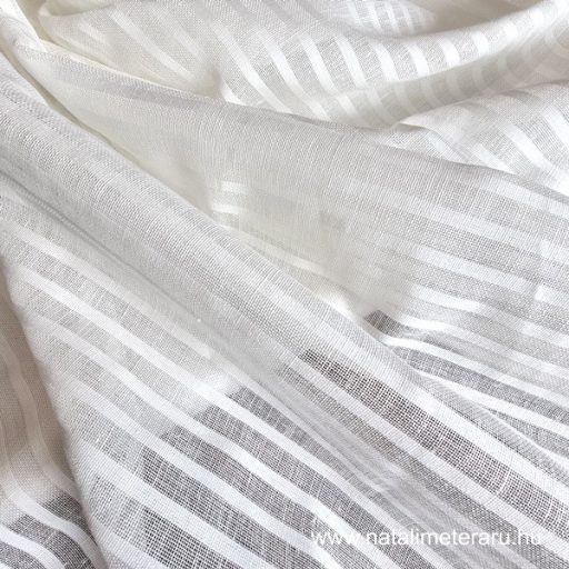 Extra széles, csíkos törtfehér géz len