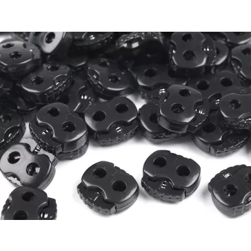   Rugós zsinór szabályozó, zsinórvég 20x20 mm malacka - 332 fekete (50 db-os csomagolás)