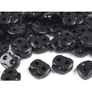   Rugós zsinór szabályozó két lyukkal 15x15 mm kicsik malacka - 1 (332) fekete (50 db-os csomagolás)