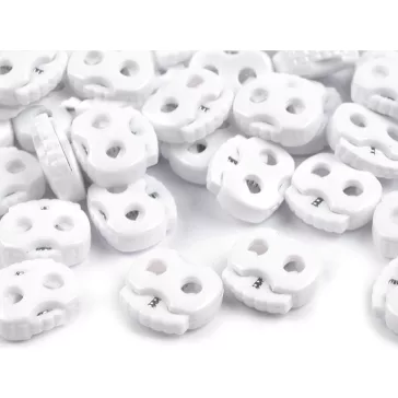   Rugós zsinór szabályozó két lyukkal 15x15 mm kicsik malacka - 2 (101) fehér (50 db-os csomagolás)
