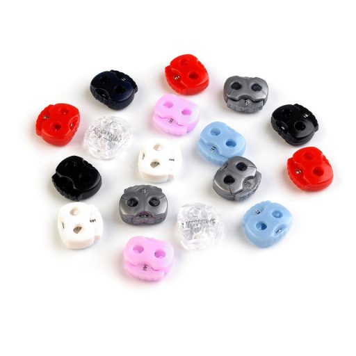 Rugós zsinór szabályozó két lyukkal 15x15 mm kicsik malacka