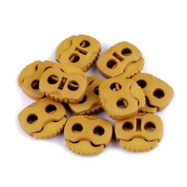   Rugós, zsinór szabályozó, zsinórvég 20x20 mm malacka - 27 mustárszínű dunkel (10 db-os csomagolás)