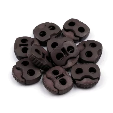   Rugós, zsinór szabályozó, zsinórvég 20x20 mm malacka - 2 sötétbarna (10 db-os csomagolás)