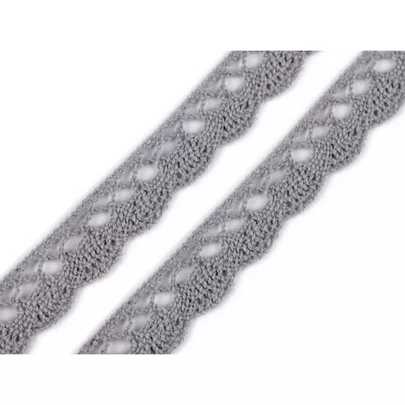 Pamut vertcsipke szalag szélessége 15 mm - 17 szürke (27 m-es csomagolás) Pamut vertcsipke szalag szélessége 15 mm - 17 szürke (27 m-es csomagolás)