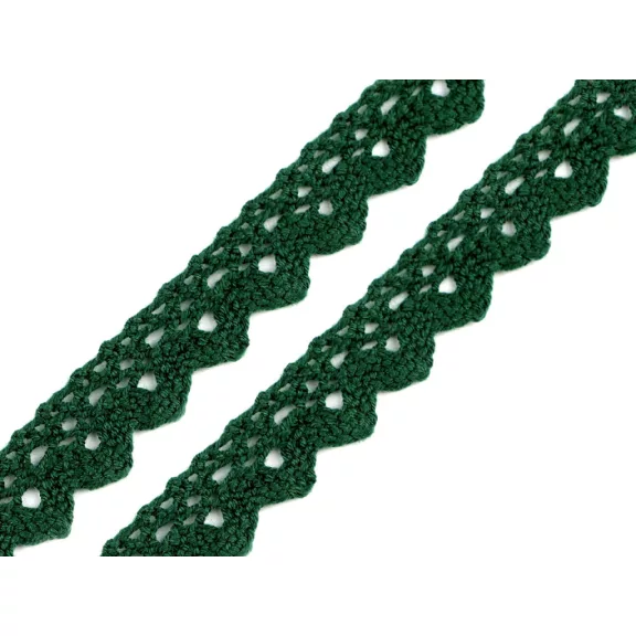 Pamut vertcsipke szalag szélessége 15 mm - 27 zöld sötét (81 m-os csomagolás) Pamut vertcsipke szalag szélessége 15 mm - 27 zöld sötét (81 m-os csomagolás)