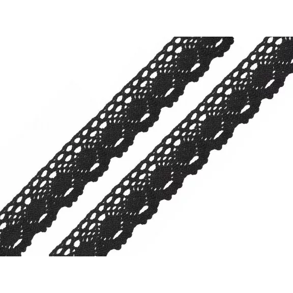 Pamut vertcsipke szalag szélessége 35 mm - 4 fekete (36 m-os csomagolás) Pamut vertcsipke szalag szélessége 35 mm - 4 fekete (36 m-os csomagolás)