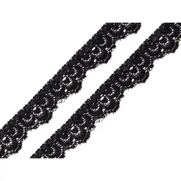 Elasztikus csipke szalag 16 mm - 6 fekete (13,5 m-es csomagolás) Elasztikus csipke szalag 16 mm - 6 fekete (13,5 m-es csomagolás)