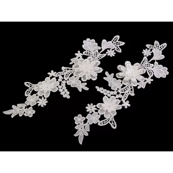 Csipkedísz / betét 3D 10x28 cm - 1 fehér (2 db-os csomagolás) Csipkedísz / betét 3D 10x28 cm - 1 fehér (2 db-os csomagolás)