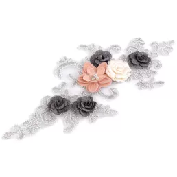 Monofil aplikáció gyöngyökkel és flitterekkel 8x24 cm