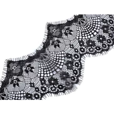   Francia csipke szélessége 12 cm - 4 fekete (60 m-os csomagolás)