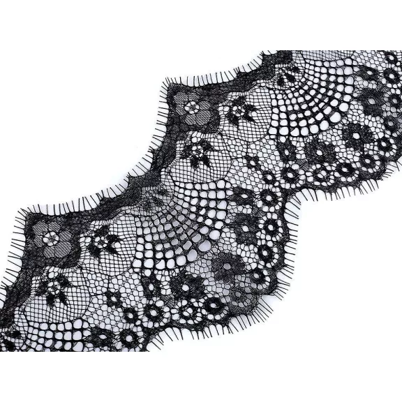 Francia csipke szélessége 12 cm - 4 fekete (3 m-es csomagolás) Francia csipke szélessége 12 cm - 4 fekete (3 m-es csomagolás)