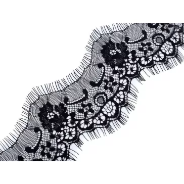   Francia csipke szélessége 10 cm - 2 fekete (60 m-os csomagolás)