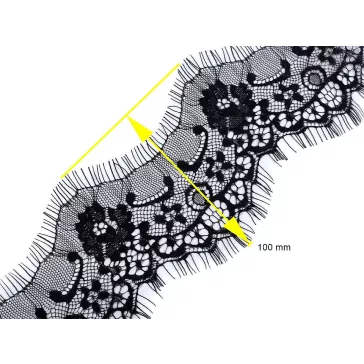   Francia csipke szélessége 10 cm - 2 fekete (60 m-os csomagolás)