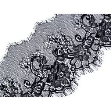   Francia csipke szélessége 17,5 cm - 2 fekete (60 m-os csomagolás)