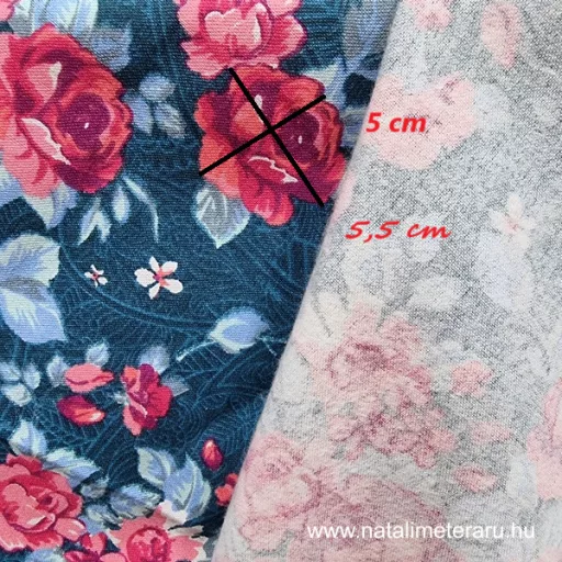 türkizzöld alapon pink rózsa mintás prémium flanel