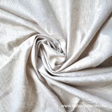 Leaf patterned blended-fibre jacquard linen fabric
