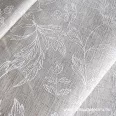 White floral printed pattern - blended-fibre linen fabric