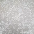 White floral printed pattern - blended-fibre linen fabric