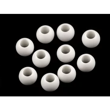   Nagy lyukú műanyag gyöngy matt 10x12 mm - 1 (24) fehér (20 db-os csomagolás)