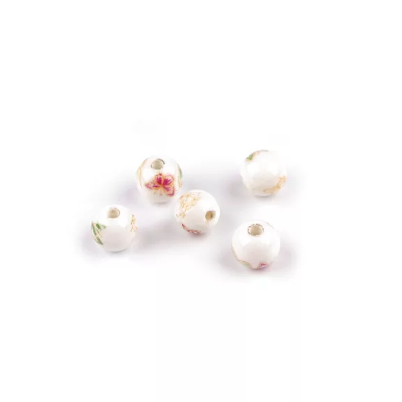 Porcelán gyöngyök virágokkal Ø8 mm - 8 sárga rózsaszín (5 db-os csomagolás) Porcelán gyöngyök virágokkal Ø8 mm - 8 sárga rózsaszín (5 db-os csomagolás)