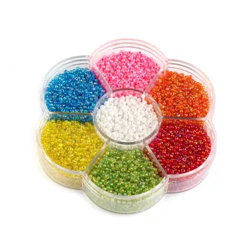   Üveg kásagyöngyök műanyag dobozban - MIX4 lásd a képen (6 box)