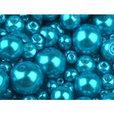   Tekla üveggyöngy méretkeverék Ø4-12 mm - 67A türkisz tengeri (50 g-os csomagolás)