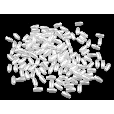   Műanyag teklagyöngyök / Glance rizsszemgyöngyök 3x6 mm - 1 fehér (50 g-os csomagolás)