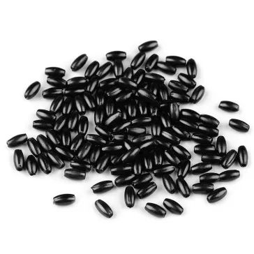   Műanyag teklagyöngyök / Glance rizsszemgyöngyök 3x6 mm - 6 fekete (10 g-os csomagolás)