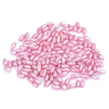   Műanyag teklagyöngyök / Glance rizsszemgyöngyök 3x6 mm - 7 púderrózsaszín (10 g-os csomagolás)