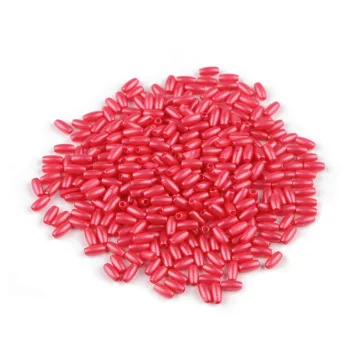   Műanyag teklagyöngyök / Glance rizsszemgyöngyök 3x6 mm - 10 világos piros (10 g-os csomagolás)