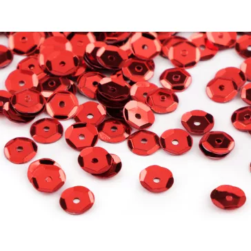   Varrható flitterek Ø6 mm törött - 3 piros (50 g-os csomagolás)