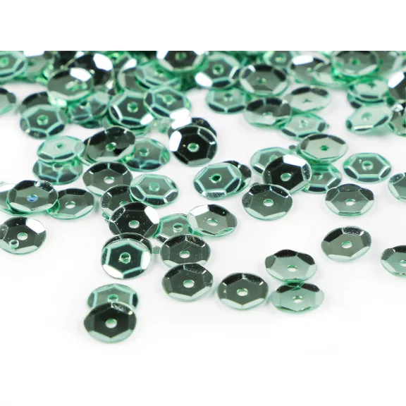 Varrható flitterek Ø6 mm törött - 101 menta (50 g-os csomagolás) Varrható flitterek Ø6 mm törött - 101 menta (50 g-os csomagolás)