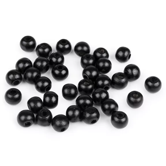 Fa gyöngyök Ø10mm - 18 fekete (1000 g-os csomagolás) Fa gyöngyök Ø10mm - 18 fekete (1000 g-os csomagolás)