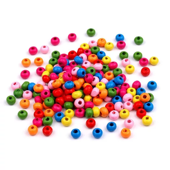 Fa gyöngyök Ø5 mm - mix (300 g-os csomagolás) Fa gyöngyök Ø5 mm - mix (300 g-os csomagolás)