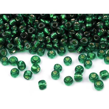   Üveg kásagyöngyök 6/0 - 4 mm-es áthúzóval - 53A zöld sötét (50 g-os csomagolás)